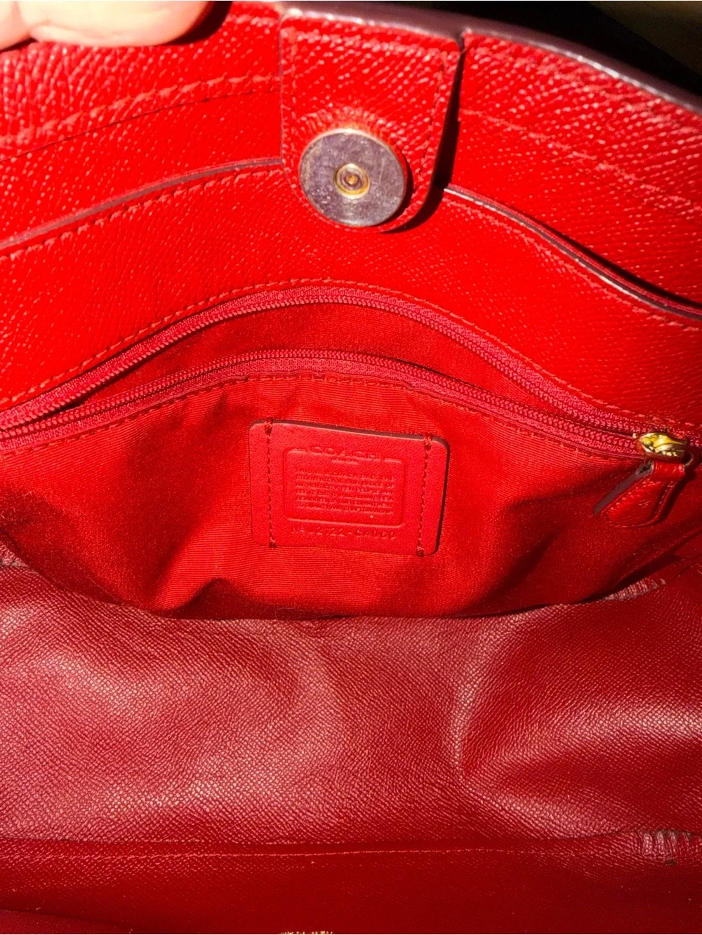 Coach Red Signature Canvas Tote with Gold Logo